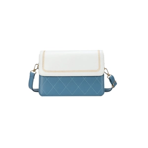 Fashionable blue and white contrast crossbody bag with elegant wheat-pattern stitching