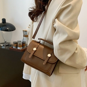 Women PU Leather Shoulder Bag Crossbody Small Square Handbag Vintage Magnetic Closure Commute Daily Fashion