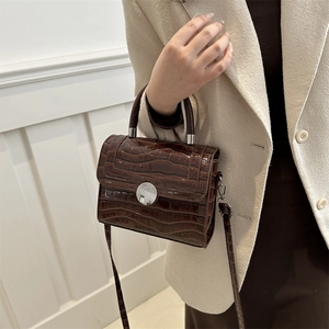 Sac À Main Femme Motif Crocodile Cuir PU Brillant Petit Sac Carré Bandoulière Avec Poignée Supérieure Boucle Métal Argenté