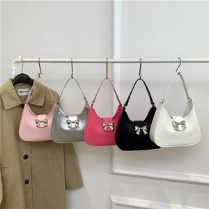 Sacs à bandoulière hobo en cinq couleurs avec nœuds papillon métalliques élégants