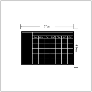 57x43cm removable black chalkboard wall sticker with weekly calendar grid design