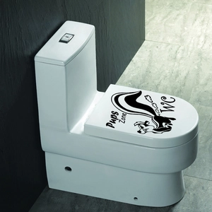 Creative squirrel pup toilet lid decal with Pups Zone WC text for bathroom decor