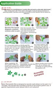 Step-by-step installation guide for DIY botanical wall decals using transfer film