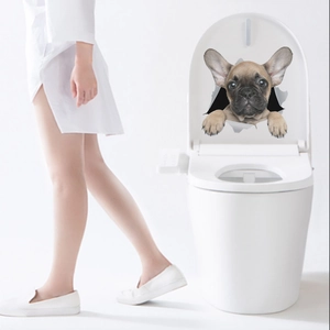 3D realistic French Bulldog wall sticker for bathroom and home wall decoration