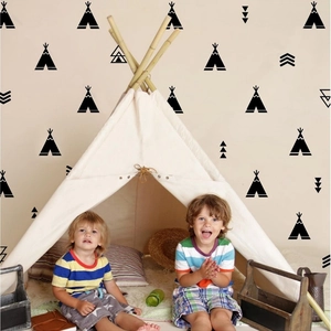 Nordic Style Tribal Teepee Wall Stickers PVC Geometric Triangle Arrow Decals For Kids Nursery Room Background Decoration