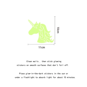 Luminous unicorn wall sticker detail with size 11cm x 10cm for switch decoration