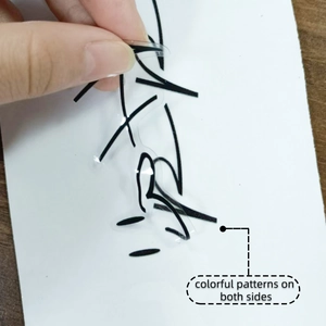Close-up of double-sided colorful patterns on a transparent static mirror sticker