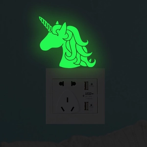 Luminous unicorn wall sticker glowing in dark for home socket decoration