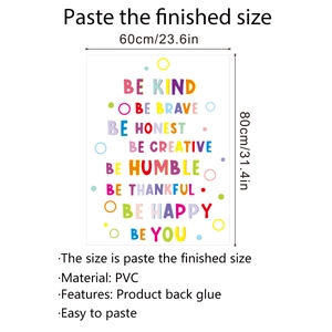 Makro-Detail von PVC-Wandaufkleber mit BE KIND-Text, selbstklebend, Maße 60x80cm