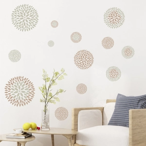 Adesivi murali floreali mandala moderni in toni tenui per decorazione parete salotto