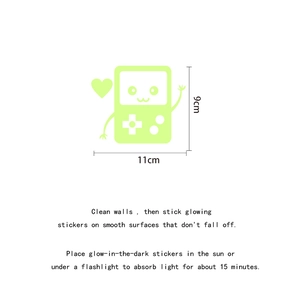Luminous green retro game console light switch sticker with 11x9cm dimension details