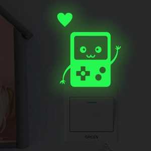 Glow-in-the-dark game console switch sticker with green luminous heart detail for bedroom