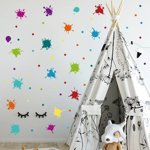 Colorful paint splash wall decals for kids bedroom and kindergarten wall decoration