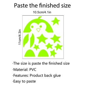 Luminous penguin switch sticker dimensions 10.5x11cm with PVC material details