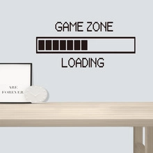 Detail of Game Zone pixel wall sticker with loading bar for game room decor