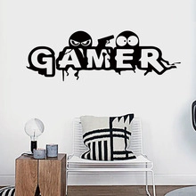 Gamer vinyl wall sticker featuring ninja characters and bold typography for modern game rooms