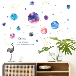 Cosmic planet wall decals featuring stars and constellations for kids room decor