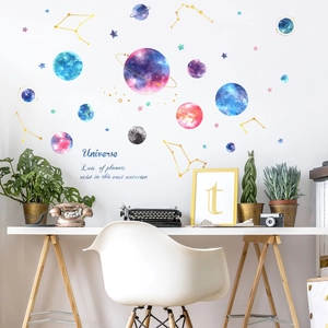 Universe Planets Stars Constellation Wall Stickers Removable PVC Waterproof Decor For Kids Room Living Room Bedroom Nursery Art Decal
