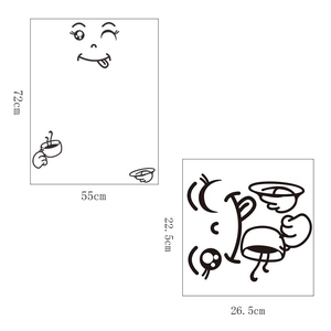 Funny DIY cartoon winking face fridge sticker with coffee cup size details