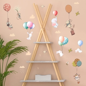 Cute cartoon animal balloon wall stickers for children's room nursery decoration