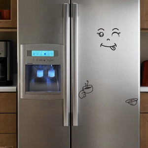Funny minimalist smiley face and coffee cup stickers for modern fridge decoration