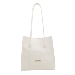 Sac fourre-tout minimaliste en cuir PU blanc avec de grandes anses élégantes