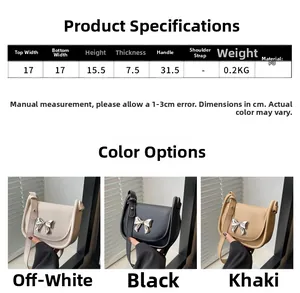 Dimensions détaillées du sac bandoulière en PU avec décoration nœud métallique