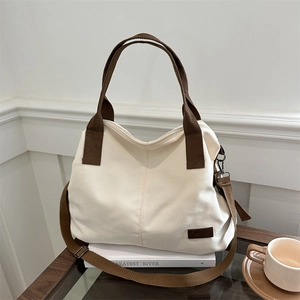 Women Large Capacity Canvas Tote Bag Casual Crossbody Shoulder Bag Versatile Student Commute Handbag For Daily Use