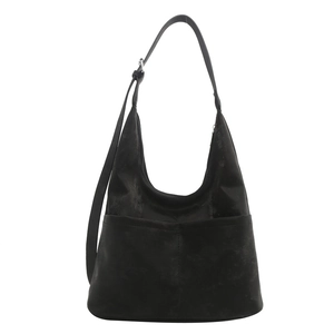 Schwarze Hobo-Schultertasche mit großem Fassungsvermögen, mattem Finish und verstellbarem Gurt