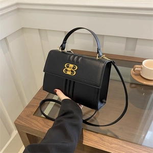Sac À Main Bandoulière Femme Tendance Cuir PU Boucle Métal Dorée Rabat À Rayures Verticales Élégant Polyvalent Quotidien