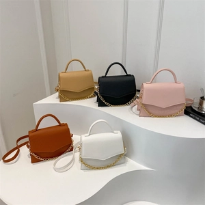 Stylish crossbody small square bags in five colors with gold chain and top handle