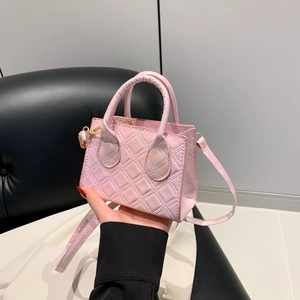 Mini Borsa a Tracolla Trapuntata Cangiante in PU Laser Motivo a Rombi Borsa a Mano Moda Borsa Piccola Quadrata