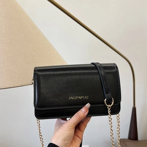Small Square Crossbody Bag Saffiano PU Leather Gold Chain Strap Metallic Shoulder Bag For Women Chic Daily Accessory