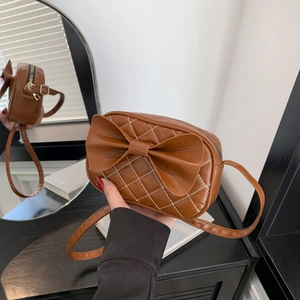 Sac Bandoulière Femme Nœud Matelassé Motif Losanges Cuir PU Élégant Sac À Épaule Couleur Unie Sac À Main À La Mode Pour Le Quotidien