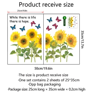 Sunflower and butterfly PVC wall stickers with inspirational quotes for home decor