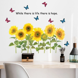 Sunflower Butterfly Wall Stickers Inspirational Quote PVC Waterproof Decals Living Room Bedroom Home Decor Art