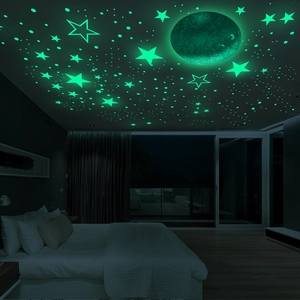 Luminous Mars and starry sky wall stickers for glowing kids' bedroom ceiling decor