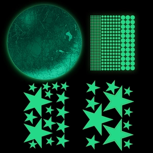 Luminous Mars planet with glow-in-the-dark stars and dots wall stickers for kids room decoration
