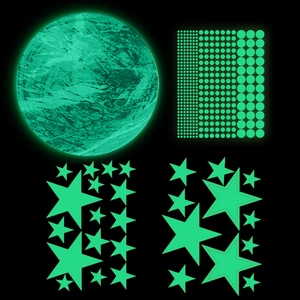 Luminous Mars planet and glowing stars wall stickers set for kids room decor