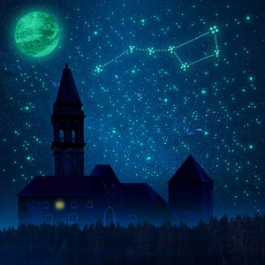 Luminous wall stickers featuring moon and stars for creative kids room night decoration