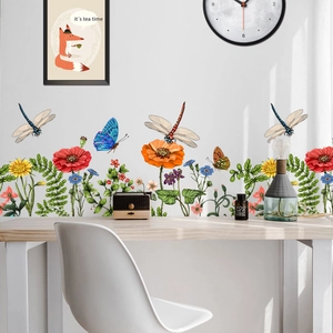 Removable Floral Butterfly Wall Stickers DIY Home Decor PVC Decal For Living Room Bedroom Kitchen Furniture Waterproof