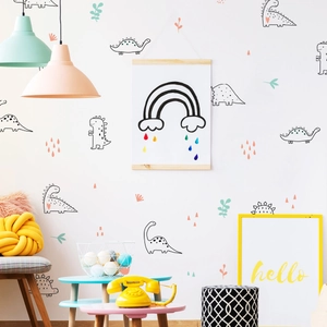 Nordic minimalist cartoon dinosaur wall stickers for creative kids bedroom wall decor