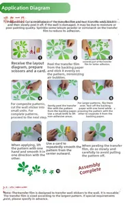 Detail guide showing step-by-step DIY installation for Nordic grey tree wall stickers