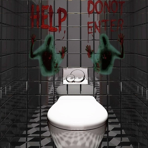 Halloween blood stickers with HELP text and glow-in-the-dark ghosts for bathroom decor