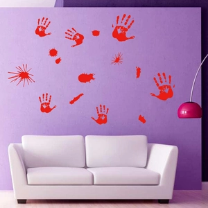 Halloween bloody handprint wall stickers for home party decoration and scary glass decals