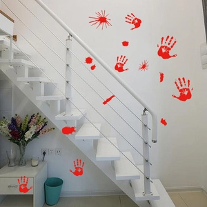 Bloody handprint and splatter wall decals for Halloween home and party decoration