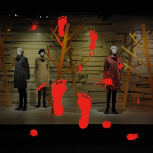 Halloween bloody footprint and blood splatter wall stickers for spooky window decoration