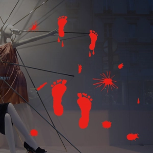 Halloween bloody footprints and blood splatter window stickers for creepy home decoration