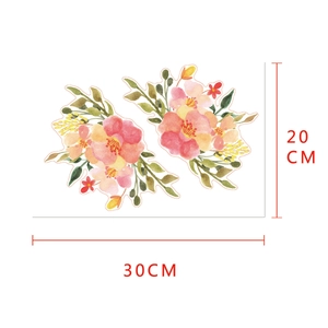 Watercolor flower wall sticker set with 30cm x 20cm layout for home decoration