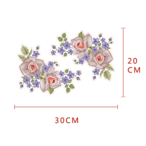 Detailed view of floral wall decals showing dimensions of 20cm height and 30cm width